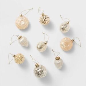 Studio McGee 9pc Mercury Glass Christmas Ornament Set .  NWT